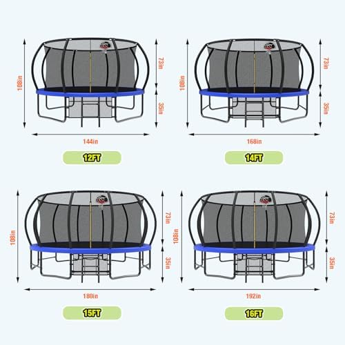 Lyromix 12-16FT Trampoline with Basketball Hoop and Lights for Kids and Adults | Lyromix Recreational Trampoline with S
