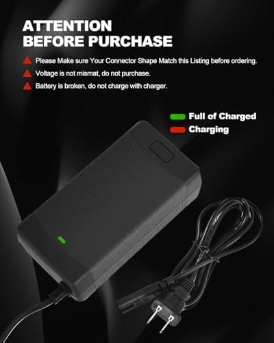 2A Fast Charger for 48V Lithium Battery, Universal Hoverboard Battery Charger with 7 Plugs for Jetson, Gotrax, Razor, Ni