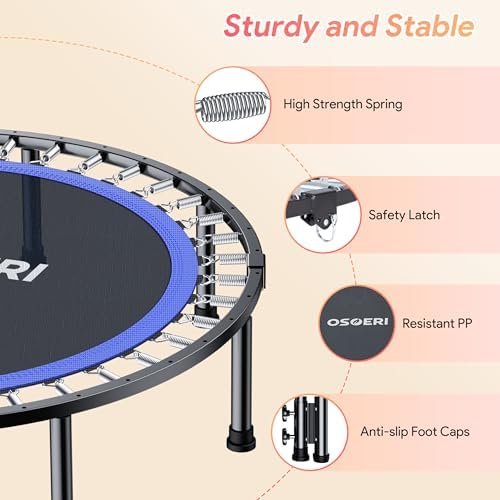 Osoeri 48" Rebounder Trampoline for Adults Max Load 450lbs Fitness Workout | Osoeri Foldable Rebounder Trampoline for A