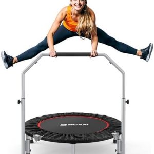 BCAN Fitness Rebounder Max Load 330lbs/440lbs for Adults Indoor/Garden Workout BCAN Adjustable Foam Handle Trampoline