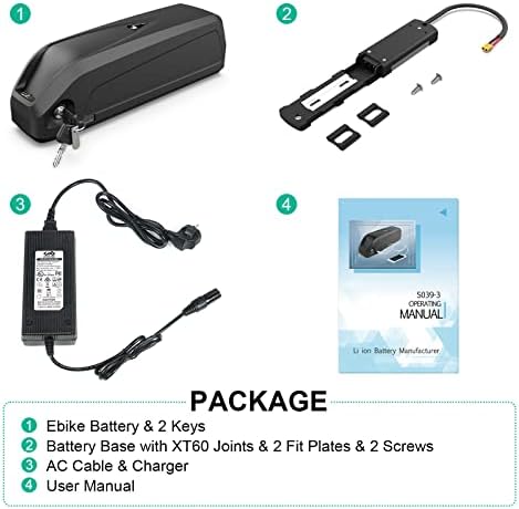 EXECYC UL Certificated 48V Lithium Ion Battery Pack for 48Volt Electric Bicycles Bafang Conversion Kit Front Wheel Use