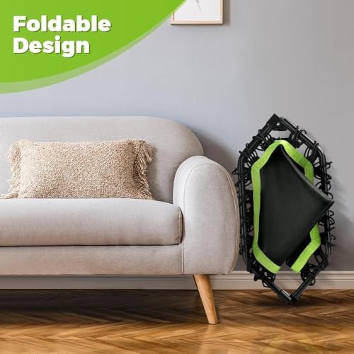 ONETWOFIT Quiet Foldable Mini Trampoline for Adults 42” W/Adjustable Foam Handle Bungees, Perfect for Indoor Workout O