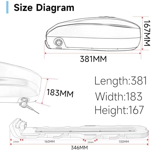 EXECYC UL Certificated 48V Lithium Ion Battery Pack for 48Volt Electric Bicycles Bafang Conversion Kit Front Wheel Use