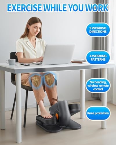 Electric Under Desk Elliptical Machine for Seniors with Remote Control Portable Quiet Seated Pedal Exerciser for Senio