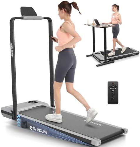 ANCHEER Under Desk Treadmill with Incline and Handle Bar for Home Office | ANCHEER 4 in 1 Folding Treadmill with LED Di