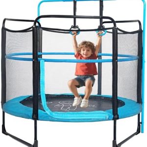 Skywalker 60" Kids Trampoline with Enclosure Net - Indoor Outdoor Safety Padded Frame for Ages 3-6