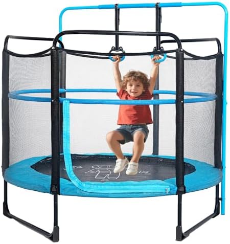 Skywalker 60" Kids Trampoline with Enclosure Net - Indoor Outdoor Safety Padded Frame for Ages 3-6