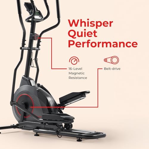 Sunny Health & Fitness Smart Upright Elliptical w/Pulse Sensor for Home Exercise, Indoor Full-Body Cross-Training Machin