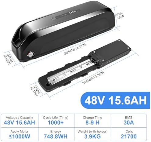 EXECYC UL Certificated 48V Lithium Ion Battery Pack for 48Volt Electric Bicycles Bafang Conversion Kit Front Wheel Use