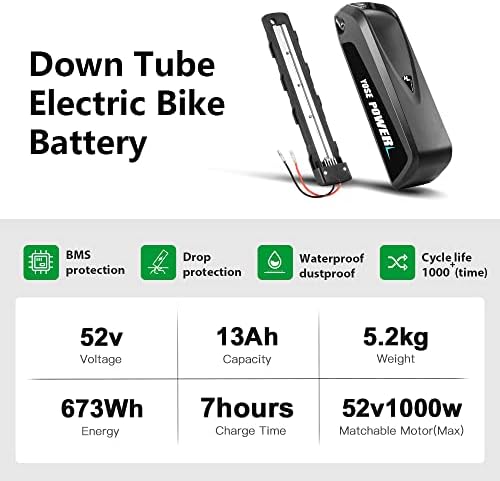 Yose 36V 13Ah 48V 13Ah Electric Bicycle Battery Down Tube Battery Safe Lock Led Indicator Light