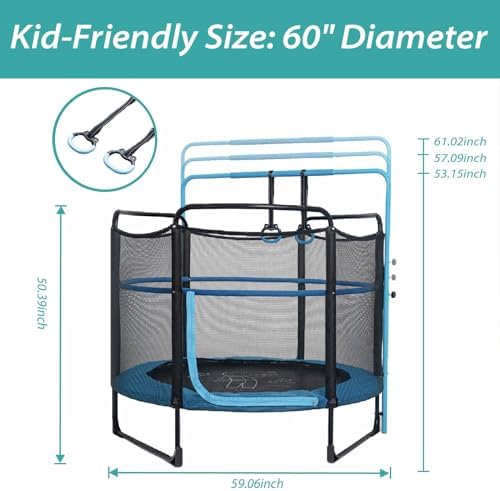 Skywalker 60" Kids Trampoline with Enclosure Net - Indoor Outdoor Safety Padded Frame for Ages 3-6