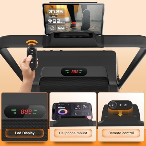 ANCHEER Quiet Portable Desk Treadmill for Home Gym, |0HP 12% Incline Walking Treadmill with LED Screen and Handles ANCHE