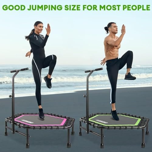 ONETWOFIT Silent Mini Trampoline for Adults | Indoor Exercise Fitness Trampoline | Max Load 330lbs | Rebounder Workout |