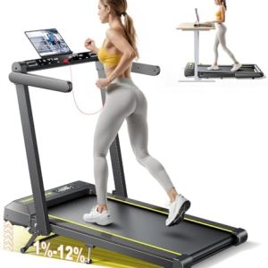 Portable Walking Pad Treadmill for Home and Office with Bluetooth Speaker and Incline | Under Desk Treadmill with Handl