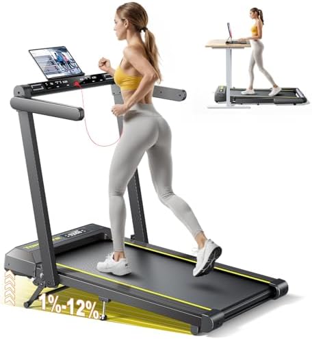 Portable Walking Pad Treadmill for Home and Office with Bluetooth Speaker and Incline | Under Desk Treadmill with Handl