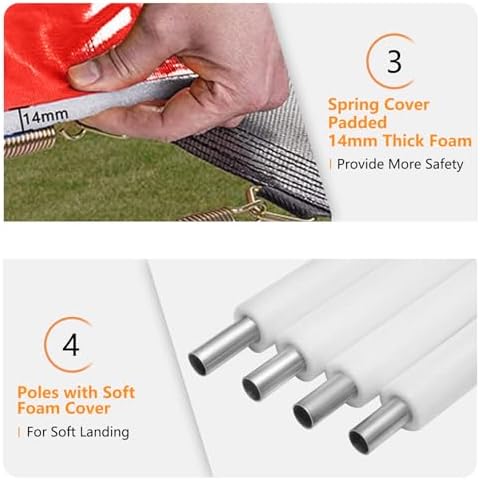 SKOK Kids Outdoor Trampoline, 400LBS ASTM Approved Net Trampoline, Kid Friendly, Outdoor Play, Durable and Safe, 12ft Di