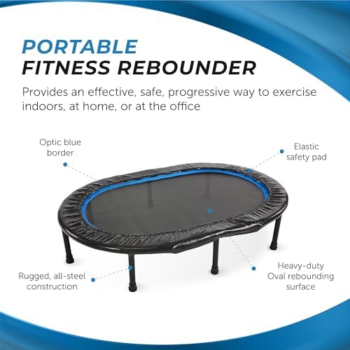 Stamina Folding Trampoline Black - Portable Fitness Equipment for Home Gym, Cardio & Strength Training, Jumping Exercise