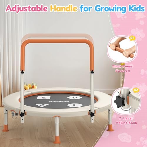 BCAN 36" Toddler Trampoline for Kids Ages 1-6: Safe, Foldable & Adjustable, Indoor & Garden Use, Gift for Boys and Girls