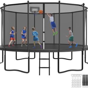 YORIN 16FT Tranpoline Outdoor with Basketball Hoop & Net YORIN 1500 LBS Tranpoline ASTM Approved for Kids and Adults YOR