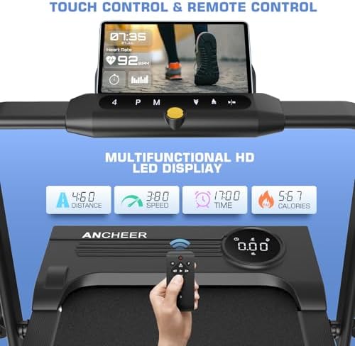 ANCHEER Under Desk Treadmill with Incline and Handle Bar for Home Office | ANCHEER 4 in 1 Folding Treadmill with LED Di