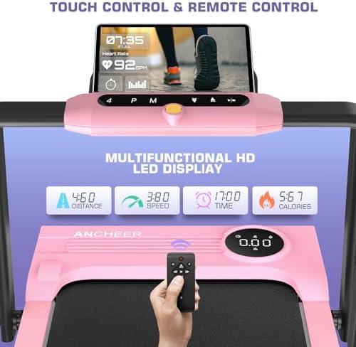 ANCHEER Under Desk Treadmill with Incline and Handle Bar for Home Office | ANCHEER 4 in 1 Folding Treadmill with LED Di