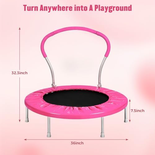 Lyromix 36-Inch Kids Trampoline with Handle - Indoor Mini Trampoline for Toddlers and Kids Lyromix 36-Inch Kids Trampoli