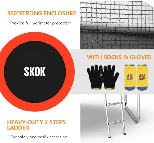 SKOK Kids Outdoor Trampoline, 400LBS ASTM Approved Net Trampoline, Kid Friendly, Outdoor Play, Durable and Safe, 12ft Di