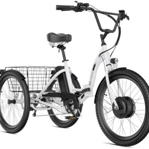 ANCHEER 600W Peak Electric Tricycle for Adults | 24" 499Wh Foldable 3 Wheel Ebike for Seniors | Rear Differential 15.5M