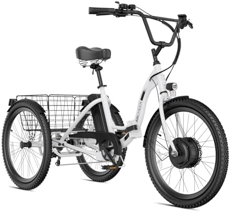 ANCHEER 600W Peak Electric Tricycle for Adults | 24" 499Wh Foldable 3 Wheel Ebike for Seniors | Rear Differential 15.5M