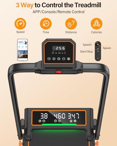 Portable Treadmill Walking Pad with 12% Incline & Handle Bar for Home | 350+lb Capacity & 4 Adjustable Incline Smart Ap