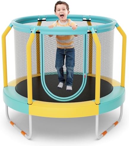 GYMAX Kids' Trampoline Outdoor Birthday Gift for Boys Girls | GYMAX 48" Kids Trampoline with Safety Features Non-Slip H
