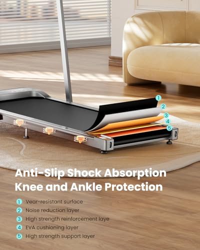 Home Office Walking Pad, Under Desk Treadmill with Incline, |5HP Portable Walking Treadmill, 265 Lbs Weight Capacity, Re