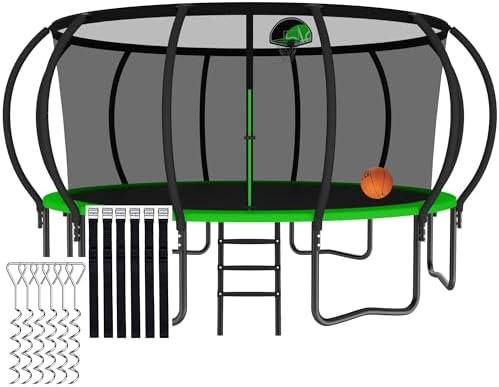 Tranpoline 1500LBS for Kids and Adults with Enclosure Net and Basketball Hoop