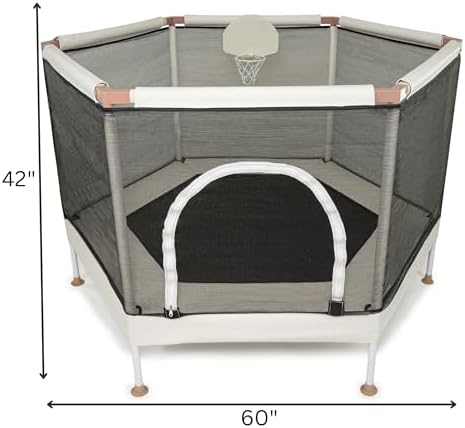 Aesthetic Kids Trampoline with Safety Net & Basketball Hoop, Ultra Safe No-Gap Design, Gifts for Boys & Girls Indoor and