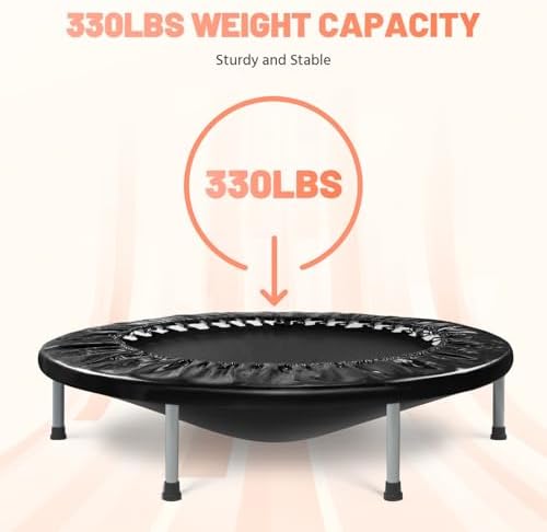 BCAN Mini Trampoline for Adults Indoor Workout with Safety Pad, Rebounder Exercise Trampoline, Max Load 300lbs BCAN Fo