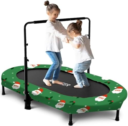 Kids Toddler Trampoline Indoor Outdoor Games 56" 220LBS Capacity Foldable Safety Handrail ASTM Certified