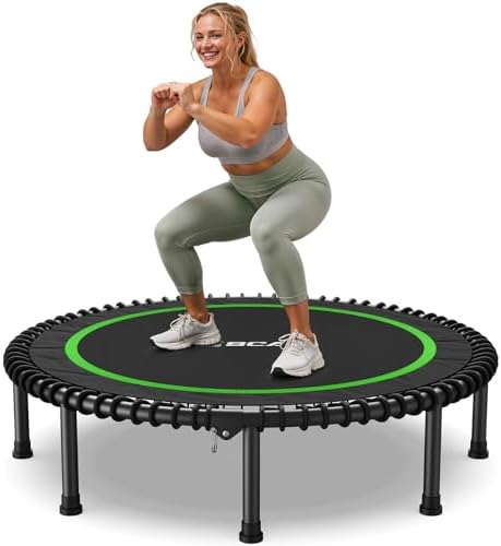BCAN Durable 450LBS/550LBS Foldable Mini Trampoline for Adult Indoor/Outdoor Workout