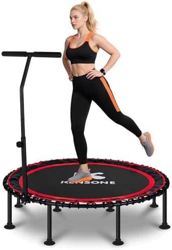 450/550 Lbs Quiet Indoor Mini Trampoline for Adults | Fitness Gym Workout | 40/48" Foldable Rebounder Trampoline with Bu
