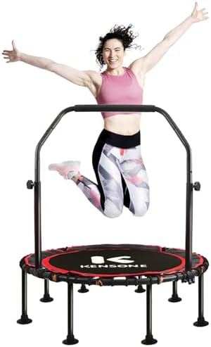 450/550 Lbs Quiet Indoor Mini Trampoline for Adults | Fitness Gym Workout | 40/48" Foldable Rebounder Trampoline with Bu