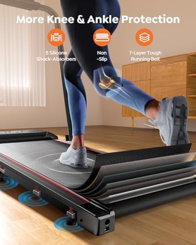 Portable Compact Under Desk Treadmill with App Remote Control and LED Display 2 in 1 Foldable Treadmill with Incline for