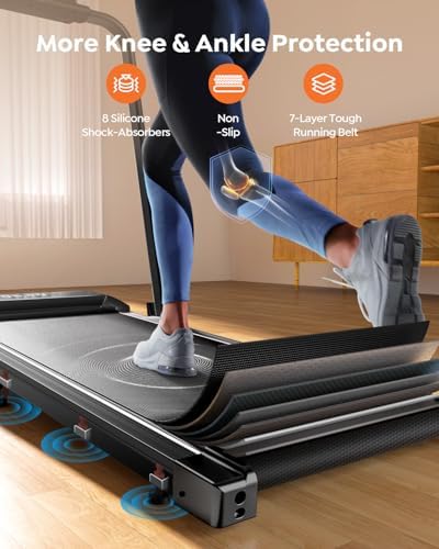 Portable Compact Under Desk Treadmill with App Remote Control and LED Display 2 in 1 Foldable Treadmill with Incline for
