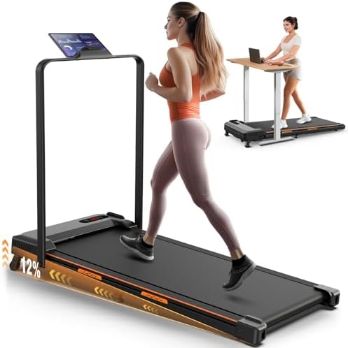 ANCHEER |0 HP Foldable Treadmill for Home Workouts with Handles | ANCHEER Portable Under Desk Treadmill with 12% Inclin