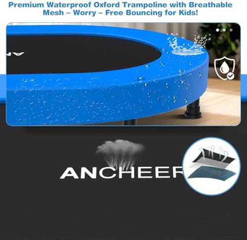 ANCHEER Mini Trampoline for Kids & Toddlers - Indoor/Outdoor Rebounder with Adjustable Handle, 56'' Safe Oval Fitness Tr