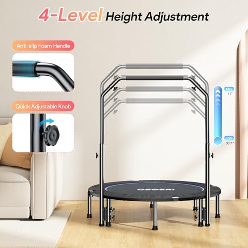 Osoeri 48" Rebounder Trampoline for Adults Max Load 450lbs Fitness Workout | Osoeri Foldable Rebounder Trampoline for A