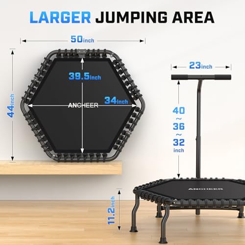 ANCHEER Trampoline for Adult, Indoor Outdoor Mini Trampoline, 550LBS_fitness_trampoline_with_Bungee
