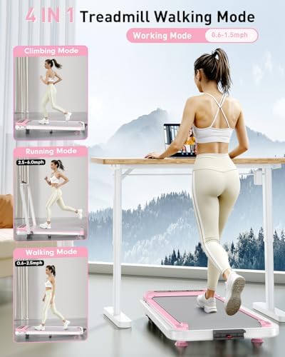 Upgrade |5HP Low Noise Foldable Treadmill with 8% Incline for Home/Office | Trisomy 4 in 1 Portable Under Desk Foldable