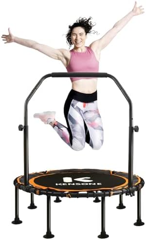 450/550 Lbs Quiet Indoor Mini Trampoline for Adults | Fitness Gym Workout | 40/48" Foldable Rebounder Trampoline with Bu