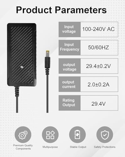 42V 2A Charger for Razor, Jetson, Voyage, Gotrax Ebike Battery | 42V 2A Efficient Fast Charging Charger for Electric Bi