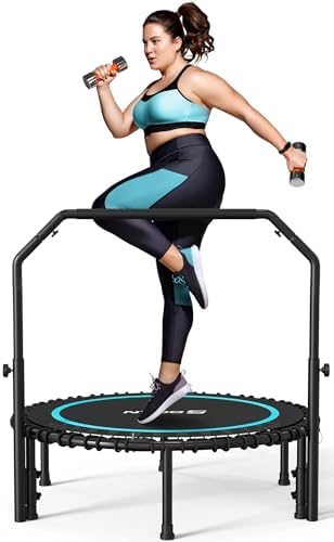 BCAN 40"/48" Mini Rebounder Trampoline for Adults with Bar: Whole-Body Workout & Relaxation at Home, Stable & Quiet, Adj