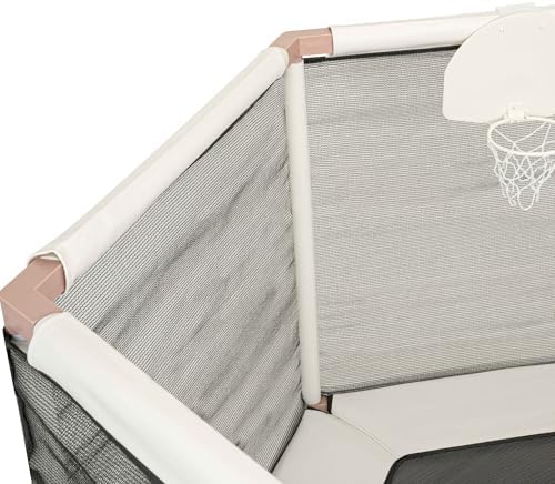 Aesthetic Kids Trampoline with Safety Net & Basketball Hoop, Ultra Safe No-Gap Design, Gifts for Boys & Girls Indoor and